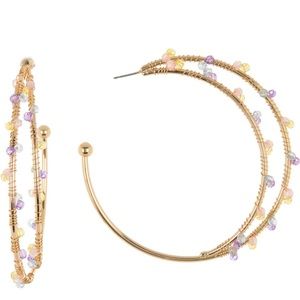 Melrose and Market Gold Hoop Earrings with Multicolor Beads